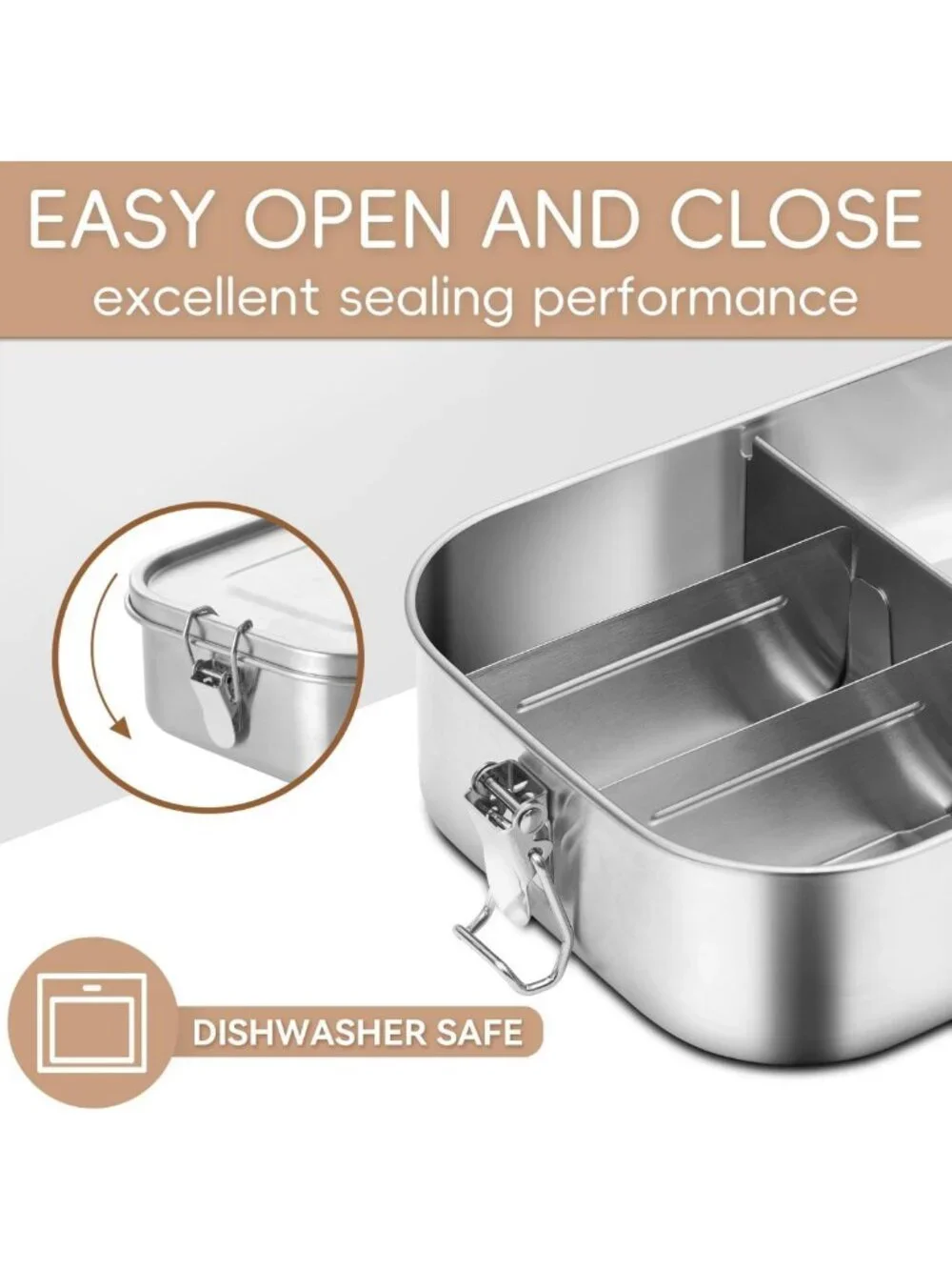 Large Stainless Steel Bento Box - 5 Compartment Eco-Friendly Lunch Container